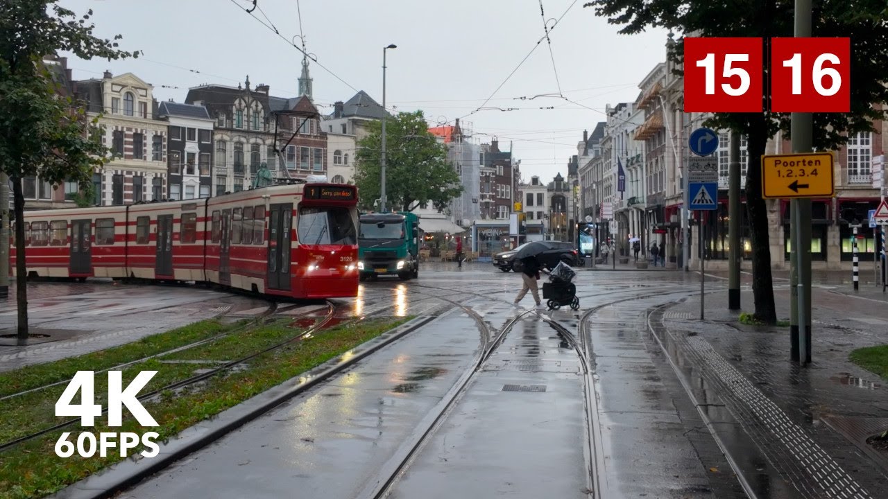 Rainy afternoon ride | 🚊 HTM Line 16-15 | 🇳🇱 The Hague | 4K Tram Cabview | Siemens Avenio