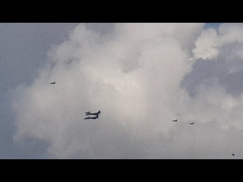 Bombarder NATO - B1 & F-16 flying over North Macedonia