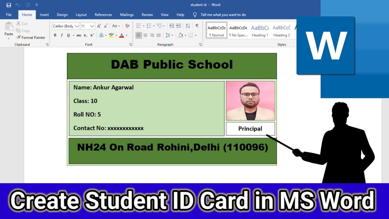 How to Create a Student ID Card in MS Word | Step-by-Step Tutorial | ID ...