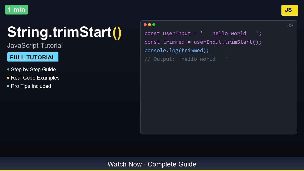 🎓 String.trimStart() - Complete JavaScript Tutorial - YouTube