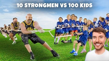 100 KIDS VS 10 STRONGMEN TUG-OF-WAR | MrBeast BTS
