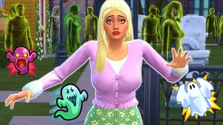 I made my sim live in a town full of ghosts! // Sims 4 ghost challenge
