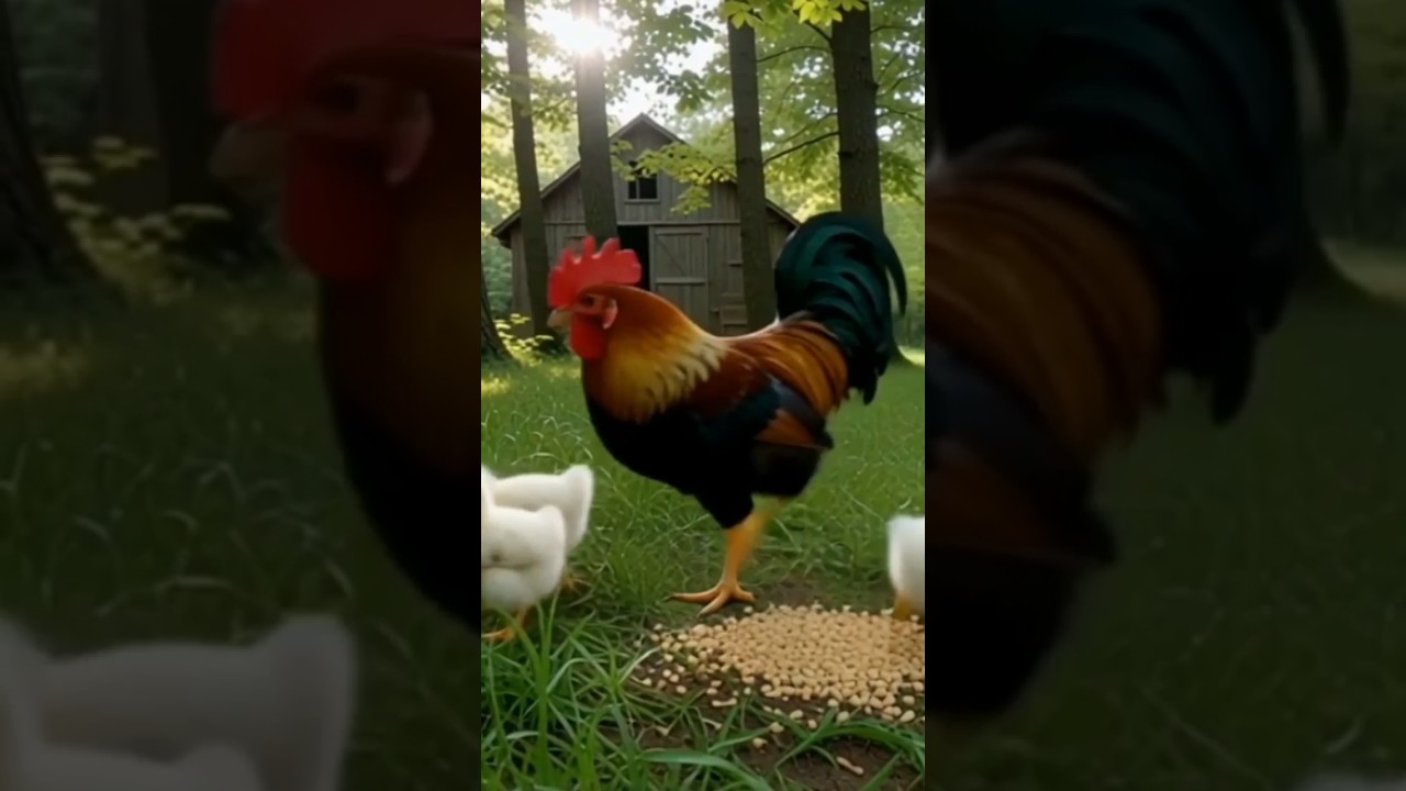 Rooster and chicks funny video 