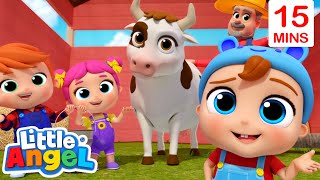 Farm Animals Song! | Little Angel Sing Along Songs for Kids | Moonbug Kids Karaoke Time