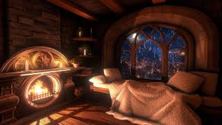 Rain, Thunderstorm & Fireplace Sounds 24/7 in this Cozy Castle Room, live for sleeping, to relax