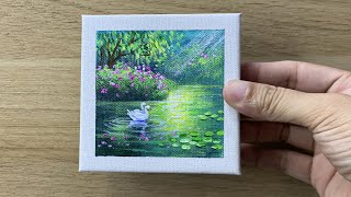 Tiny Art / Swan Pair in the Lake Acrylic Painting by Wow Art 86,115 views 9 months ago 3 minutes, 33 seconds