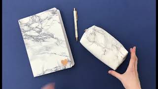 Marble Notebook Stationery Gift Set White