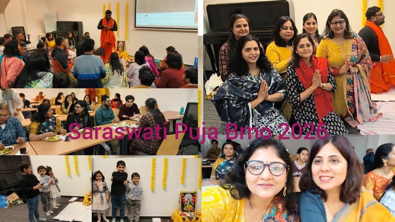 Celebrating Saraswati Puja Away From India ❤️ | Indian Festival in Europe |Puja 2026 in Brno Europe 