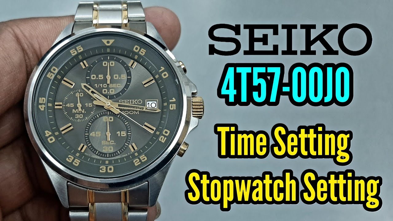 How To Setting Time Date Stopwatch on Seiko 4T57-00J0 Chronograph Watch |  SolimBD | DIY - YouTube