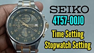 How To Setting Time Date Stopwatch on Seiko 4T57-00J0 Chronograph Watch |  SolimBD | DIY - YouTube