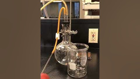 Equilibration of water for thermal decomposition of potassium chlorate (KClO4) in Florence flask.