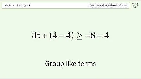 Solving Linear Inequalities: 4+3t is Greater Than or Equal to -8