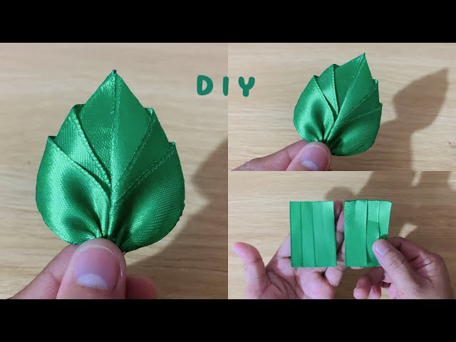 D.I.Y Satin Ribbon Leaves - Tutorial - New, Hoa cho em