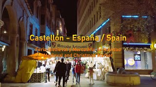 Castellon Navidad 2023 Mercado artesanal medieval Valencia España en directo 4K UHD