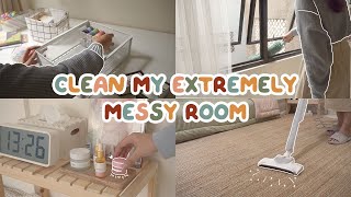 CLEAN & ORGANIZE MY ROOM WITH ME  from extremely messy to aesthetic & comfy | Indonesia