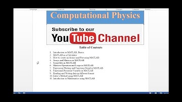 Matlab Course for Computational Physics