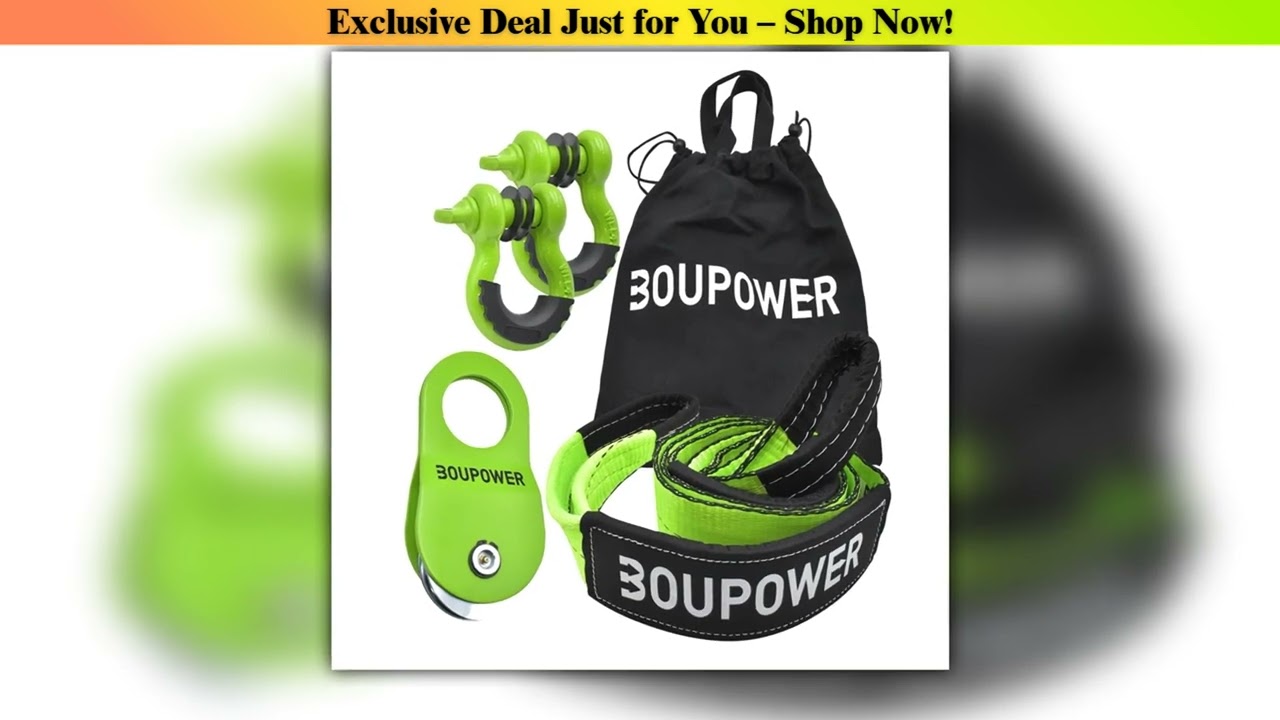 Unboxing Winch Recovery Kit, Includes 20ft Tow Strap, 8ft Tree Saver, 10 Ton Snatch Block Pulley, D