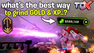 What's the BEST way to GRIND Gold \& XP..? This is so OP.. | Roblox Tower Defense X