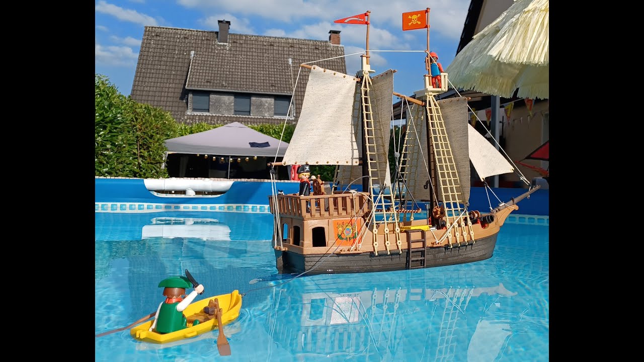 Playmobil Piratenschiff 3550 im Intex Pool / Playmobil Pirates Ship in