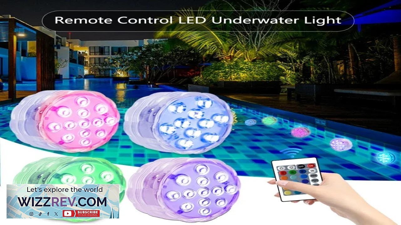 10 светодиодных подводных RGB-светильников с магнитными присосками. 16 цветов.