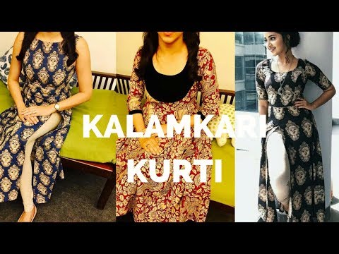 Kalamkari printed kurti for summer season l printed kurti Palazzo designs l  kurti neck design - YouTube