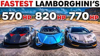 FH5 Battle! | Sian Roadster VS Aventador SVJ VS Sesto Elemento | Which Is The Fastest Lamborghini?