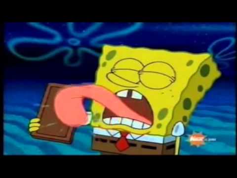 Spongebob licks a chocolate bar vigorously for 10 minutes