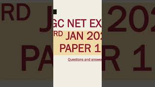 UGC NET 3rd Jan 2026 General Paper 1 Questions and Answers