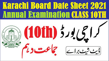BIEK Karachi 10th Class Date Sheet 2021 | Karachi Board Date Sheet 2021 SSC Part 2 Matric