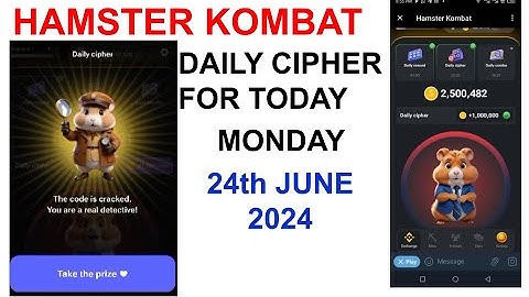 Daily Cipher Hamster Kombat | Today - 24.06.2024 | 24 June Daily Cipher Code | Cipher morse code
