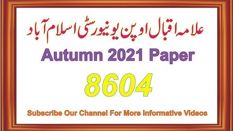 8604 Autumn 2021 Paper | 8604 Guess Paper | 8604 Important Questions