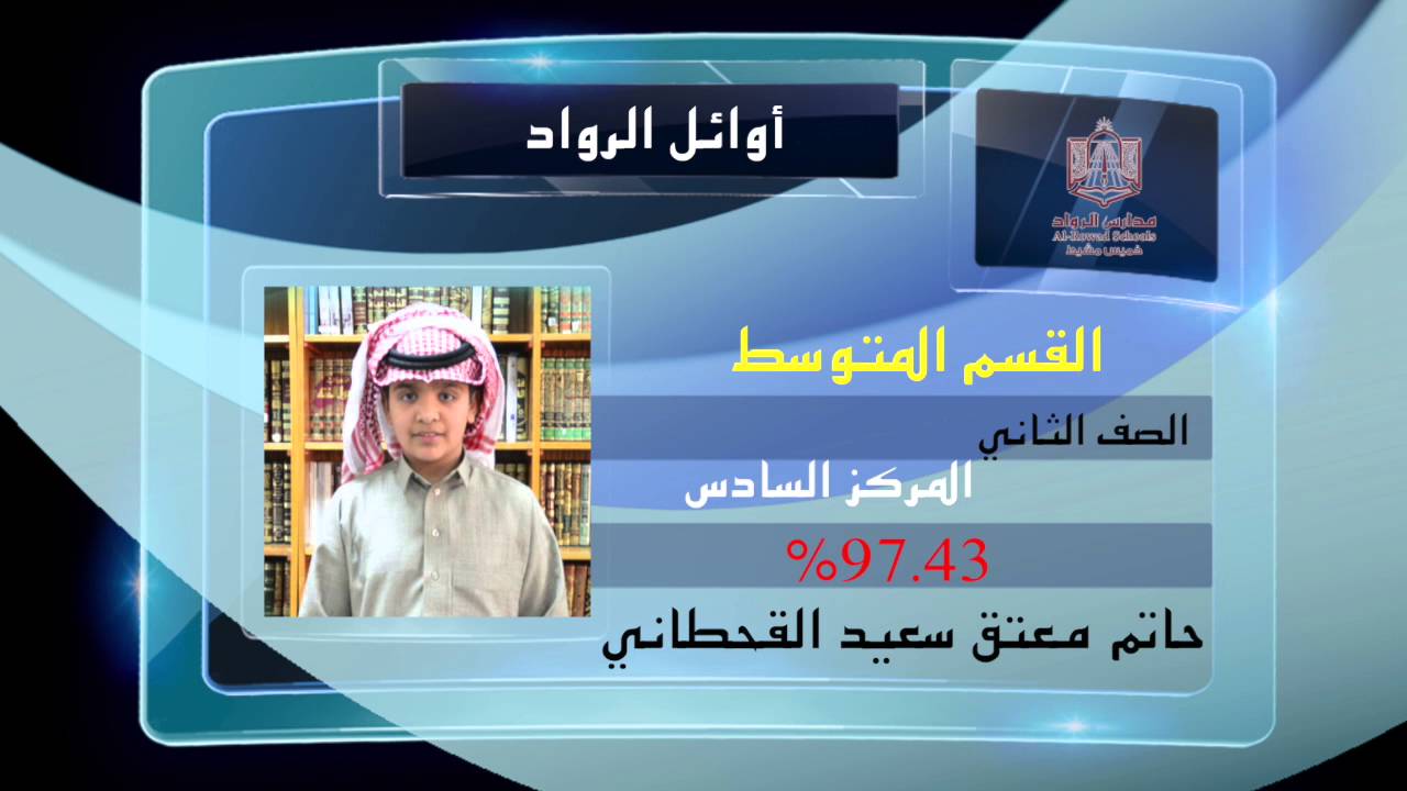 أوائل طلاب القسم المتوسط الفصل الأول ١٤٣٧/١٤٣٦ - مدارس الرواد بخميس مشيط