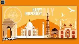 Indian Independent Day Facebook Cover Photo Design In Photoshop Tutorial screenshot 4