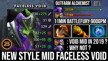 NEW Meta Faceless Void Mid 11Min Battlefury | WTF Outfarm Alchemist + Insane 90% Bash 26Kills DotA 2