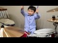 【4歳ドラム】学園天国 叩いてみた(練習)