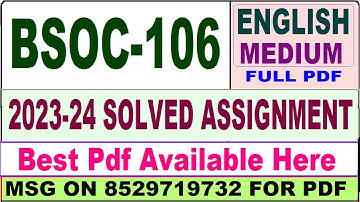 bsoc 106 solved assignment 2023-24 || bsoc 106 solved assignment 2024 in English || ignou bsoc 106