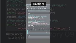 Shuffle method, permutation method, for array in numpy with python #short #python #education #numpy