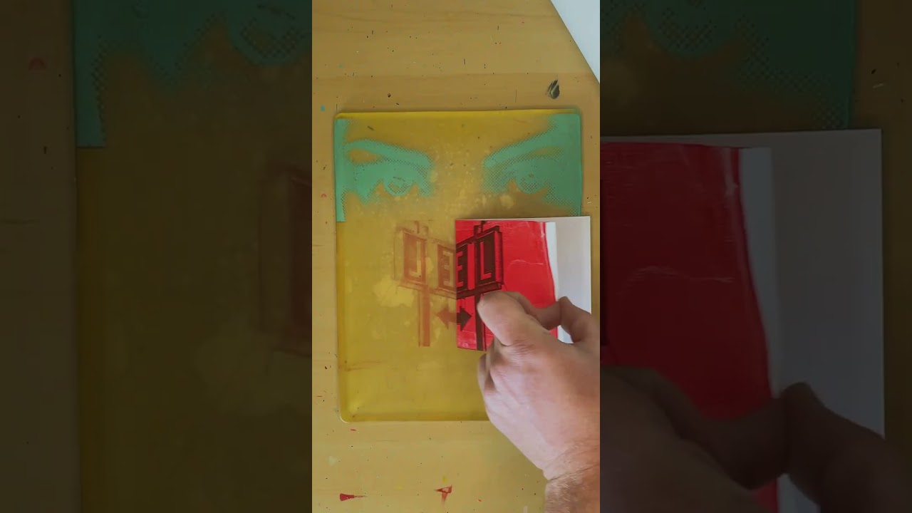 Motel Eyes (9x12) gel print process 