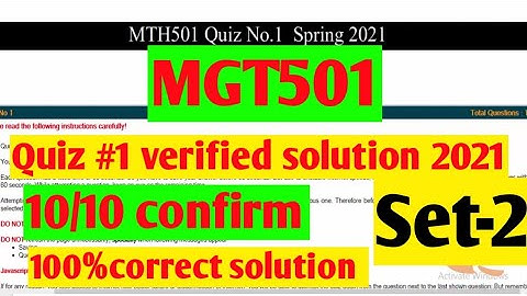 Mgt501 :Quiz 1 verified solution 2021 ||100 %correct solution ||set - 2||maths by Zahfran