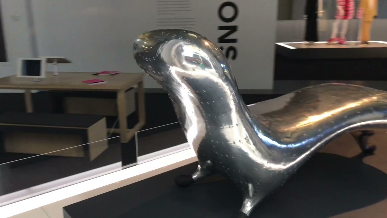 The iconic Marc Newson Lockheed Lounge Chair on display at the Sydney Powerhouse Museum in 2020