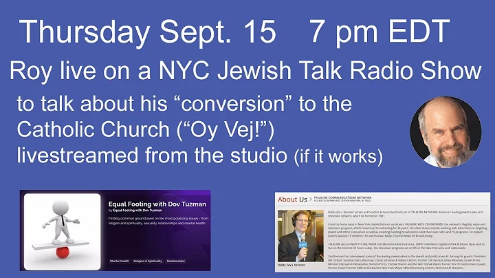 Thursday Sept. 15 - Live Interview on Jewish NYC R...