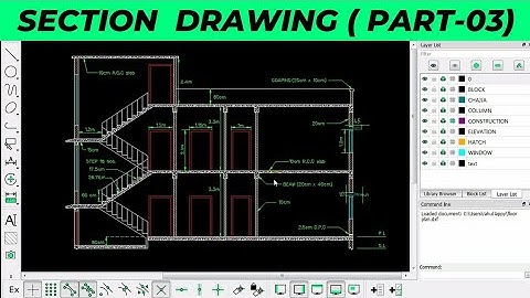 How to draw sectional elevation of a building in Librecad || part-03