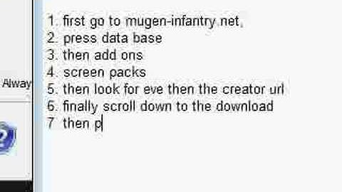MUGEN: How to get eve screen pack