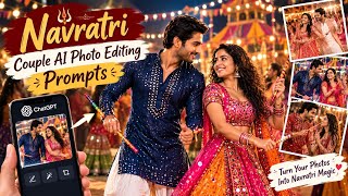 Navratri Couple Art Ai Photo Editing Prompt |Trending Garba Couple Art Image Prompt screenshot 3