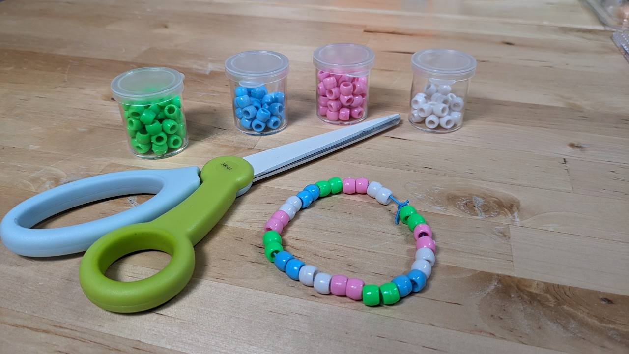 I made a pastel colored bracelet out of beads!