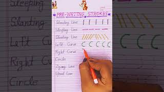 PRE-WRITING STROKES | standing line | sleeping line | all curve