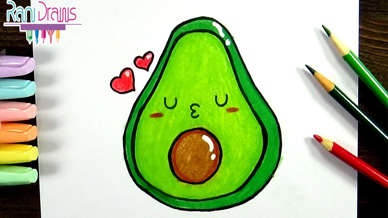 Cómo dibujar un AGUACATE kawaii- How to draw a kawaii AVOCADO - thptnganamst.edu.vn