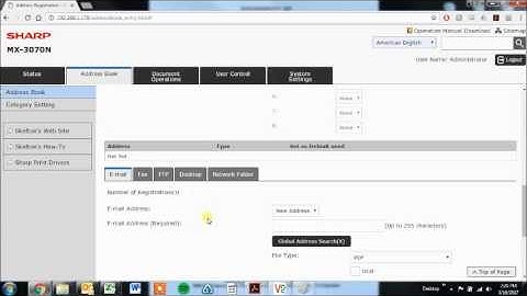 Address Book - Add Email Addresses, Network Folders, FTP addresses on Sharp Copiers