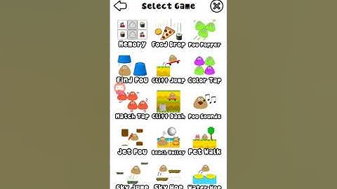 Pou Games Pou Popper No more space! Food Drop Pou ate a bad thing! Game Over Memory Time