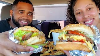 !!!Five Guys Cheeseburger all the way and Veggie Burger Mukbang!!! Was it off the chain? Eating Show